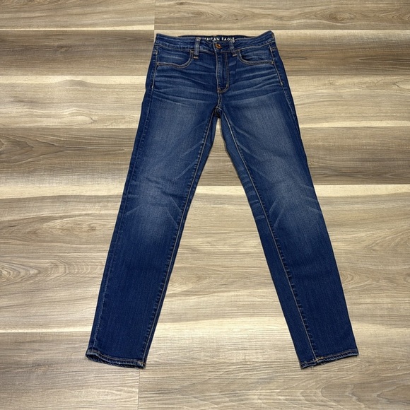 🏴 American Eagle Outfitters Blue high rise jegging crop size 4 - Picture 2 of 12